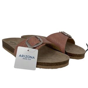 Arizona Sandals Farus NWOT Slides Blush Pink Reptile Embossed Size 6.5 6 1/2 M